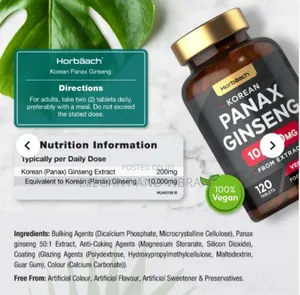 Panax Korean Ginseng 10,000 Mg | 120 Tablets