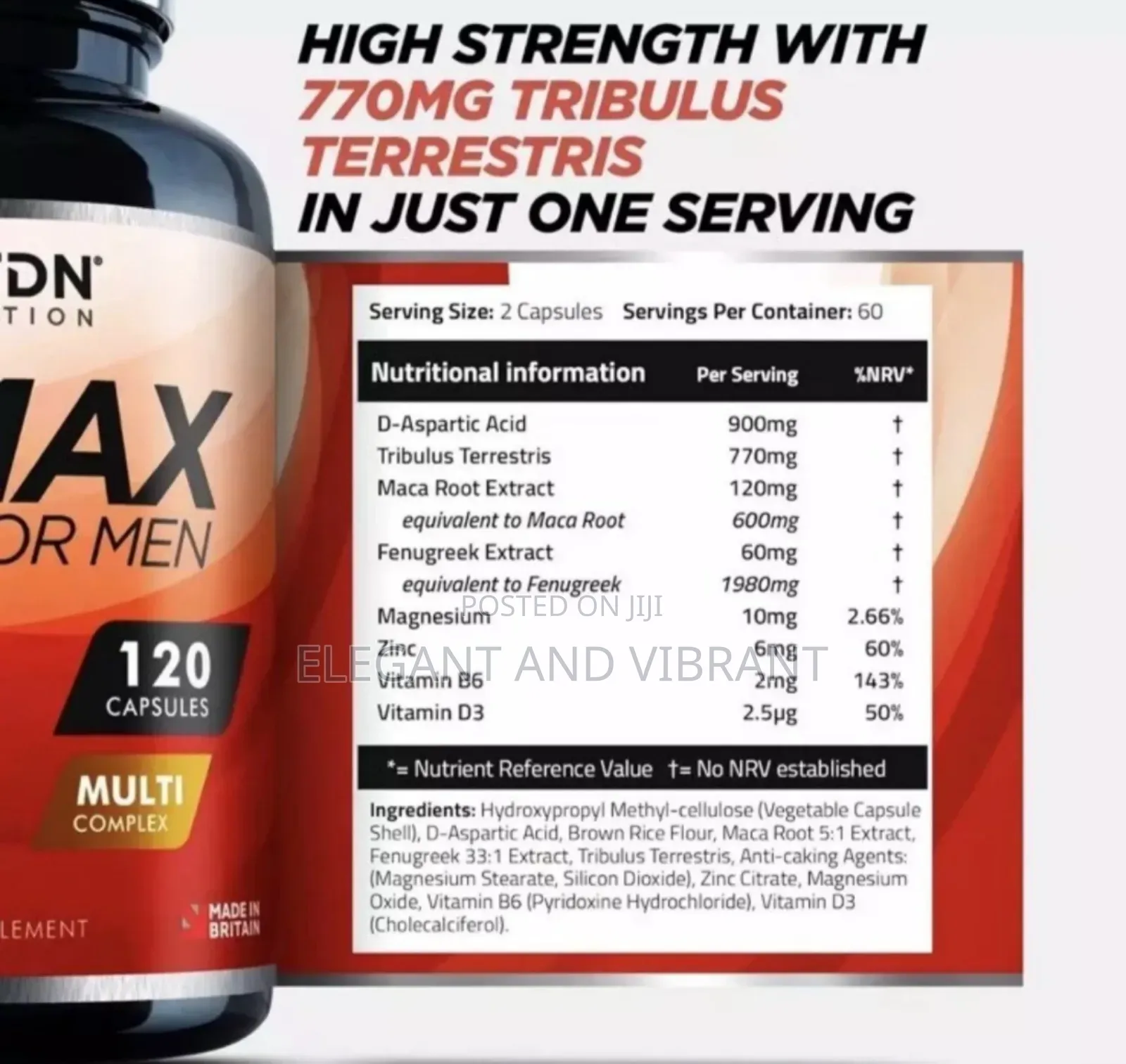 Testosterone Max Supplement for Men T-Booster Capsules Suppliment 120