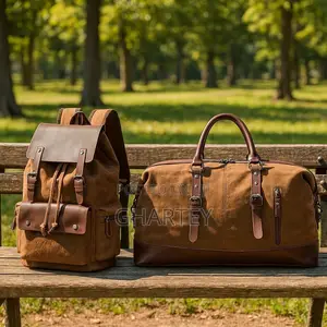 Vintage Canvas Leather Travel Set – Backpack + Duffel Bag