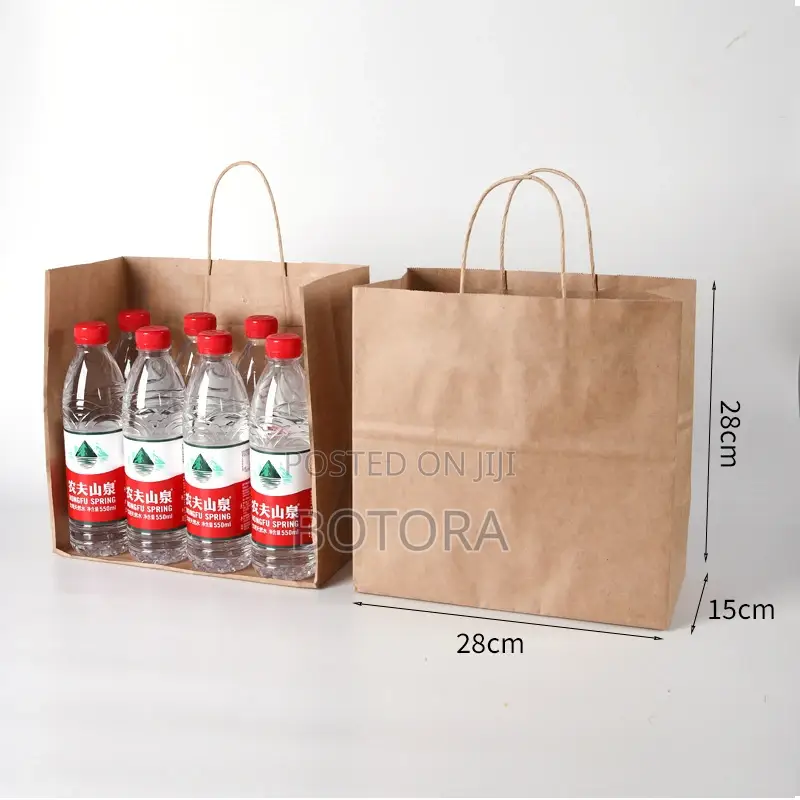 10pcs Of Brown Kraft Paper Gift Bags With Handles