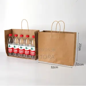 10pcs Of Brown Kraft Paper Gift Bags With Handles