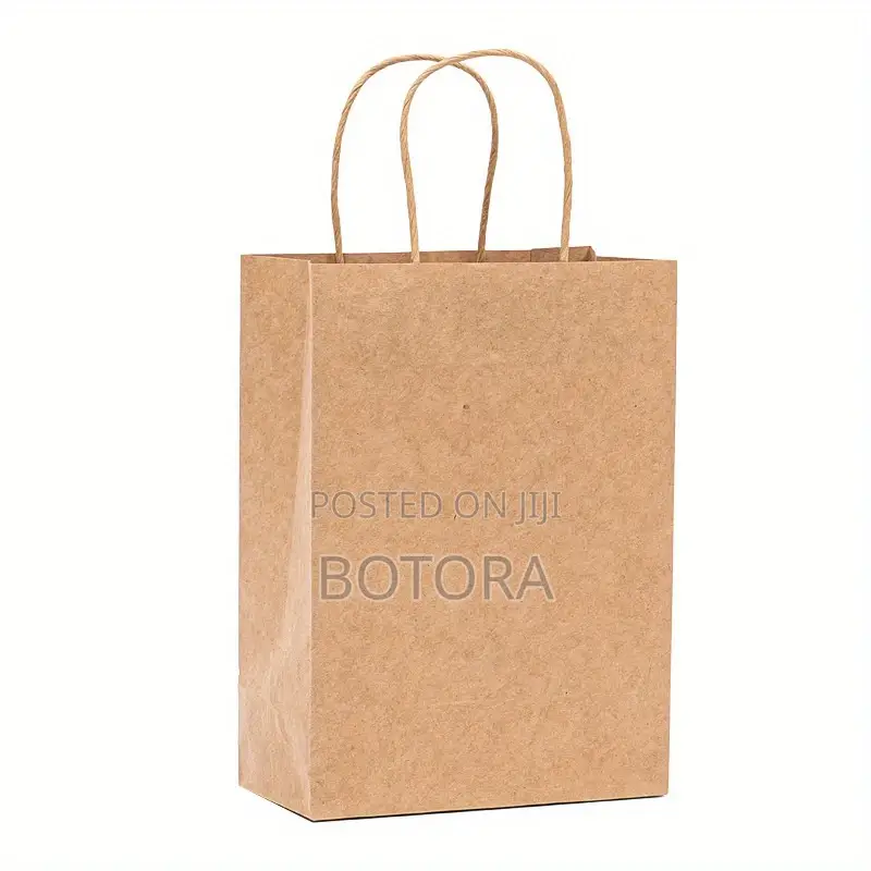 10pcs Of Brown Kraft Paper Gift Bags With Handles