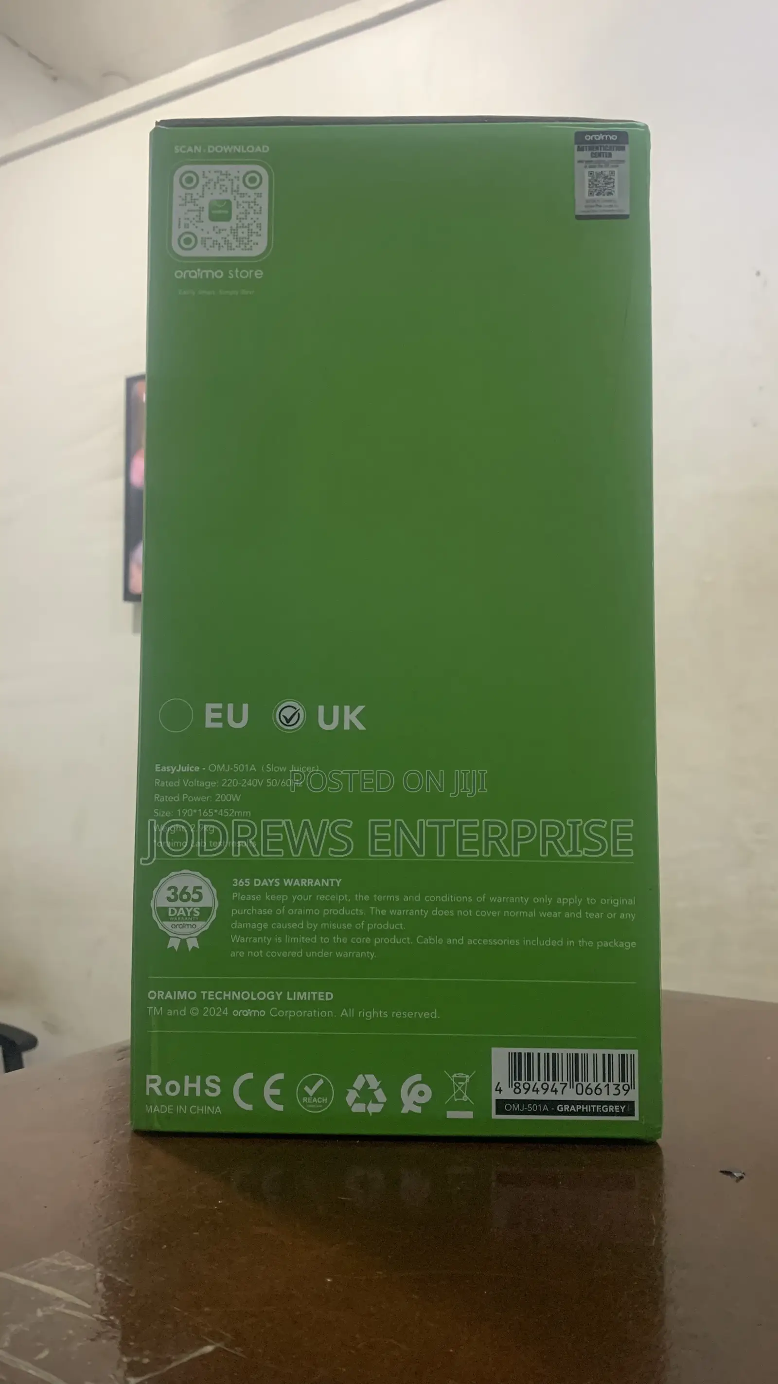 Oraimo Easy Juice 108mm Diameter 800ml Slow Juicer