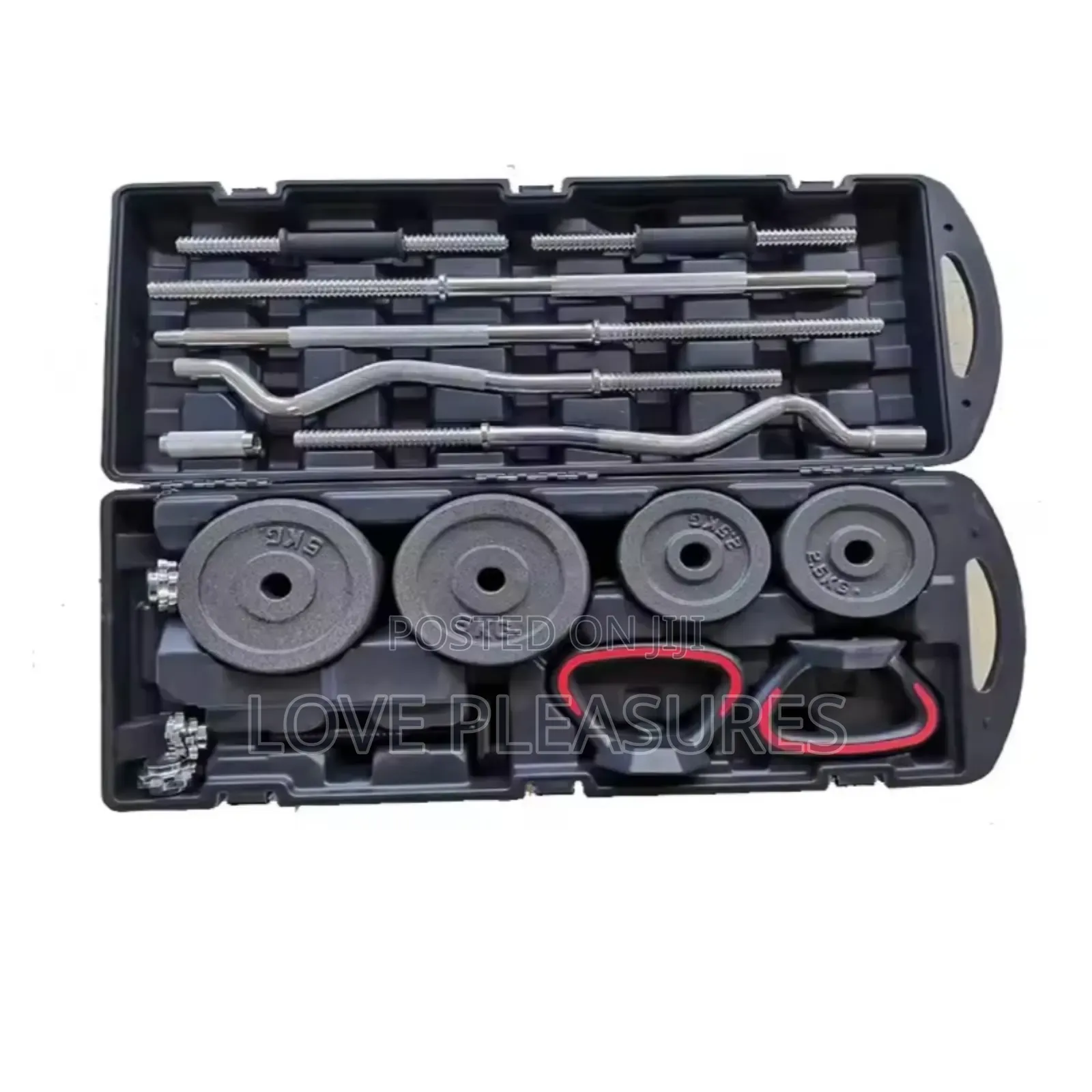 58kg Cast Iron Barbell, Dumbell and Kettlebell Set in Travel Case