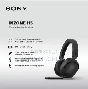Sony Inzone H5 Wireless Gaming Headset, Ps5 Pc (Black), 360 Sound