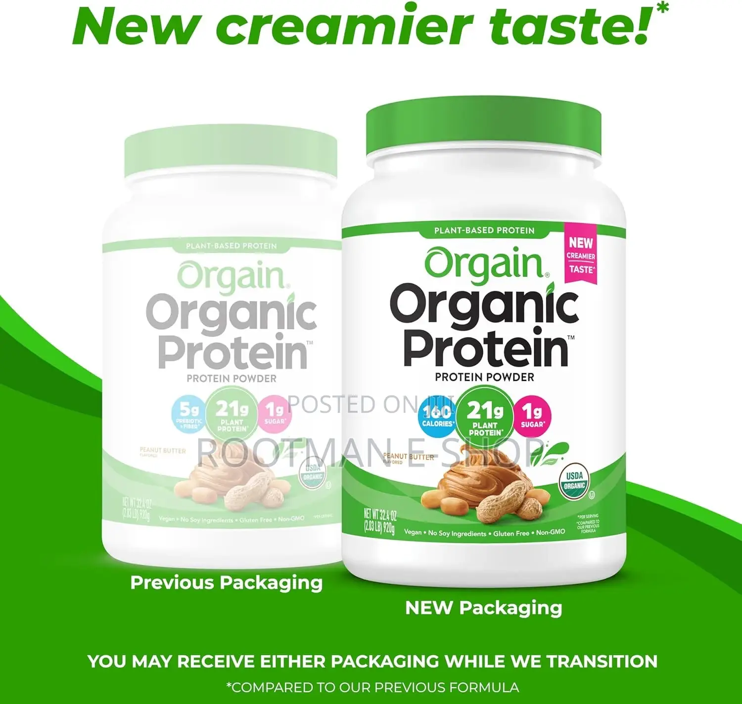 Orgain Organic Vegan Protein Powder, Chocolate Peanut Butter - 21g