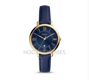 Fossil Jacqueline Three-Hand Date Navy Leather Wristwatch