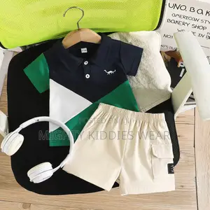 Boy Outfit Set Colorful Polo Shirt and Short Set Ages 18-24m