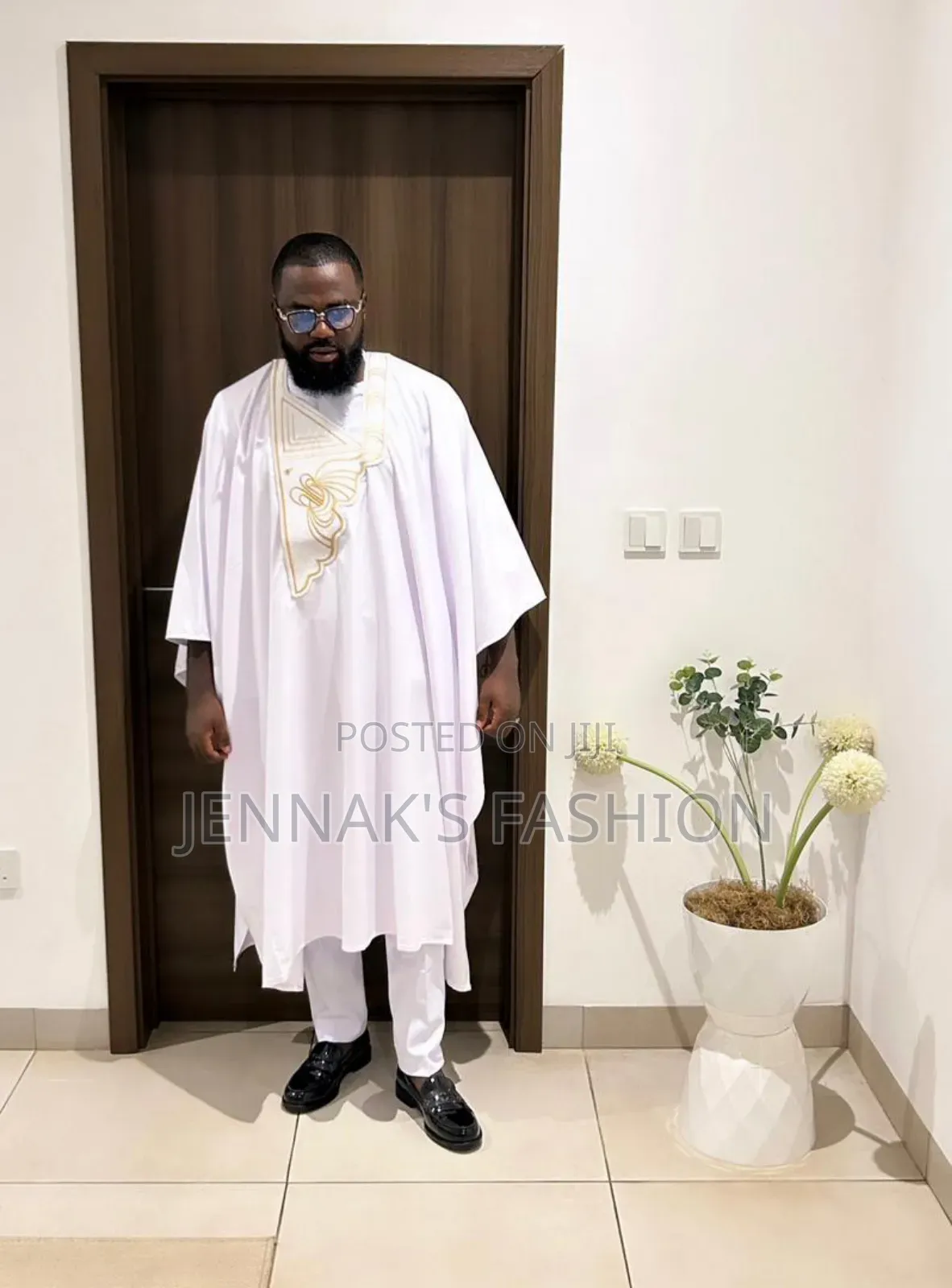 White and Gold Agbada Combo