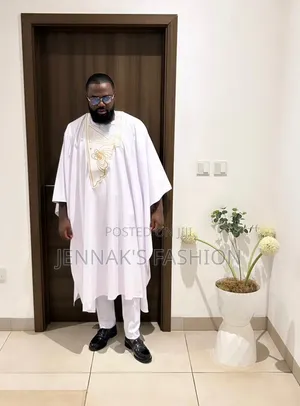 White and Gold Agbada Combo