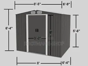 6x8 Metal Outdoor Storage Garden Shed (Black)