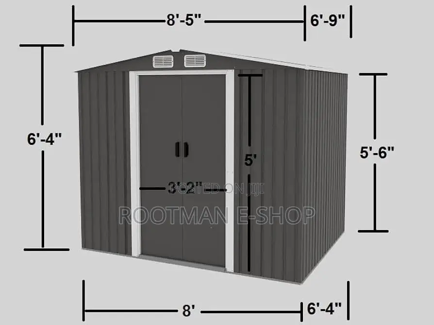 6x8 Metal Outdoor Storage Garden Shed (Black)
