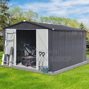 6x8 Metal Outdoor Storage Garden Shed (Black)