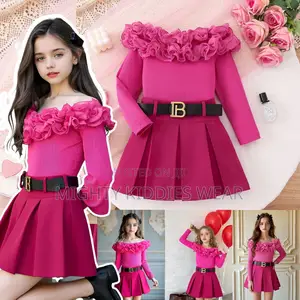 Girls Long-Sleeved T-Shirt + Pure Color Skirt + Belt Ages 6yrs