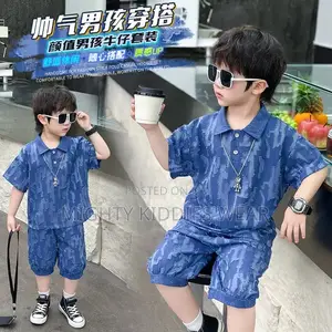 Boys Jacquard Polo Suit Short Sleeved Casual Two-Piece Set Ages 4-7yrs