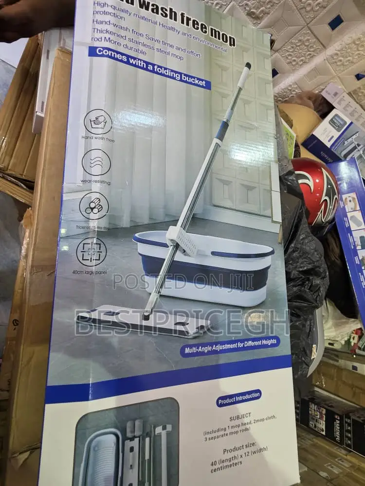 Hand Wash Free Mop With Foldable Bucket