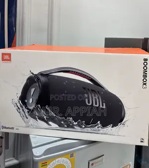 New JBL Boombox 3 Black Portable Bluetooth Speaker With Massive Sound.