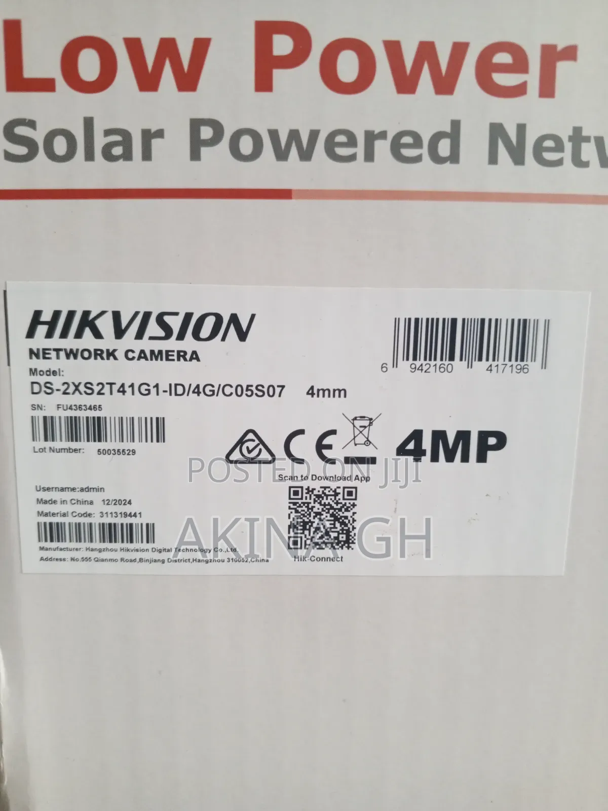 Hikvision 4mp Bullet Solar Network Camera Ds-2xs2t41g1-Id/4g