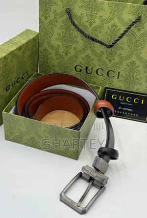 Gucci Reversible Pin Designer Buckle Leather Belt - Black/Brown