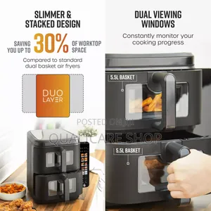 Swan 11l Duo Layer; 2 Stackable Drawer Air Fryer