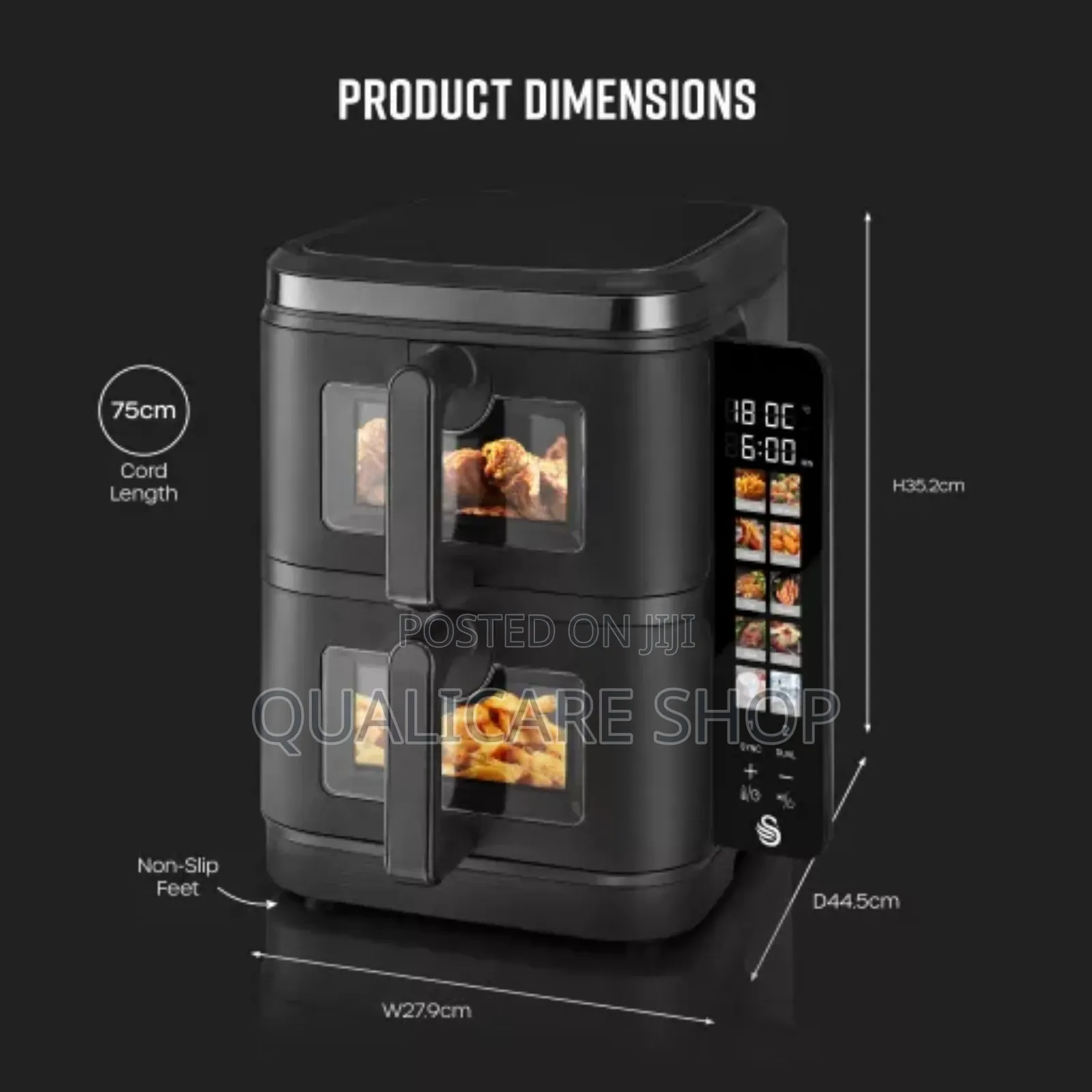 Swan 11l Duo Layer; 2 Stackable Drawer Air Fryer