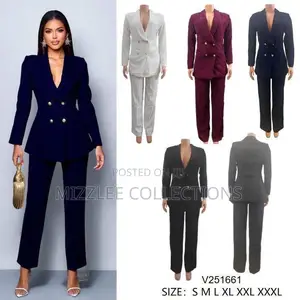 Quality Double Breasted Suit for Ladies in Black Blueblack White Green