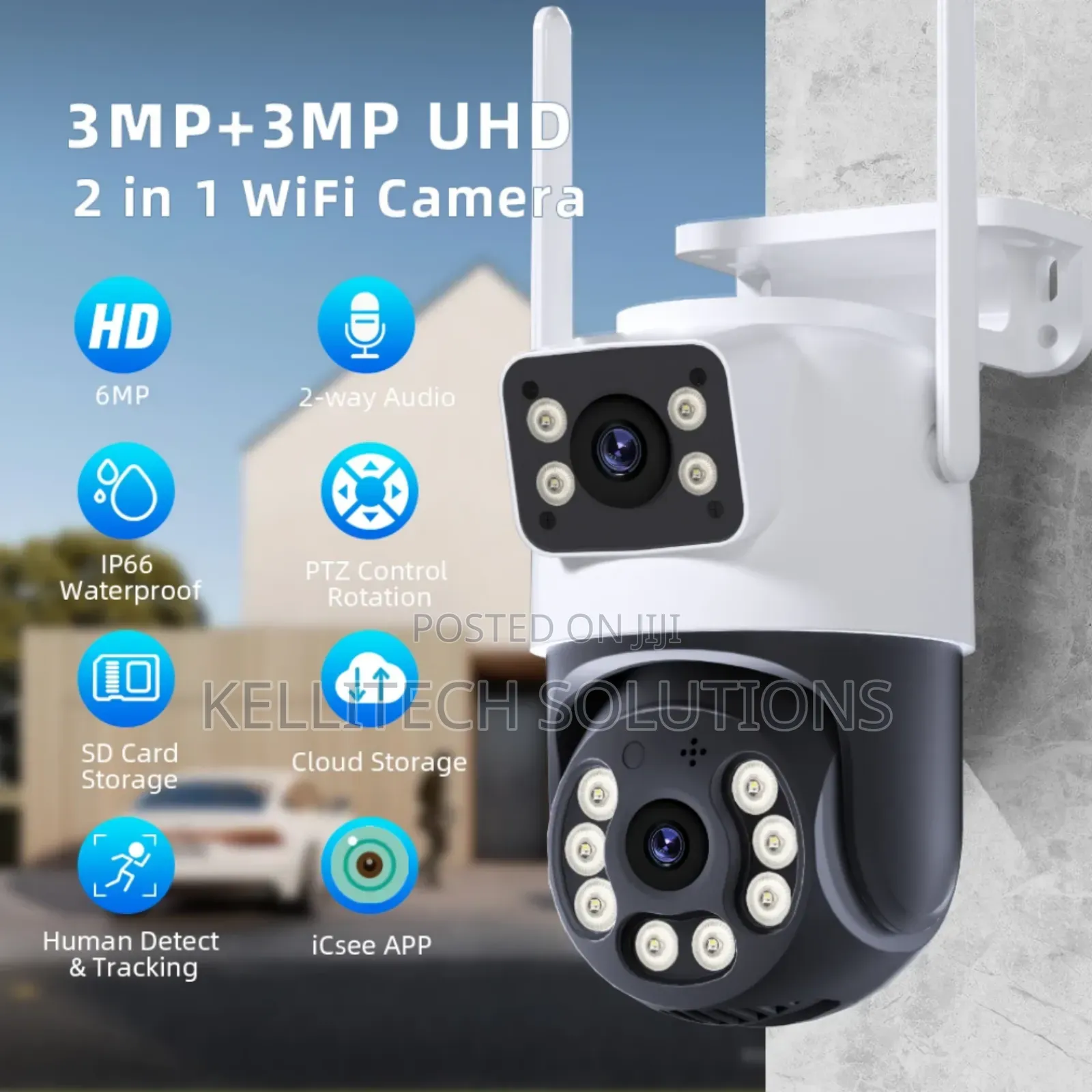 Best Selling 2026 Icsee Dual Lens 8mp CCTV Security Camera