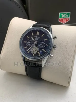 Carrera Black Leather Strap Watch