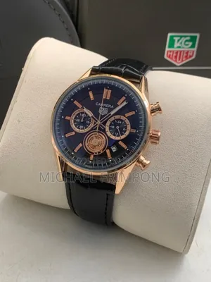 Carrera Black Leather Strap Watch