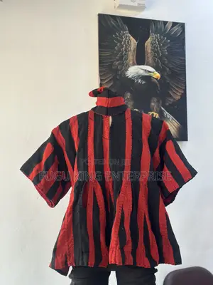 Men Black, White, Red and White Designed Fugu Batakali Smock