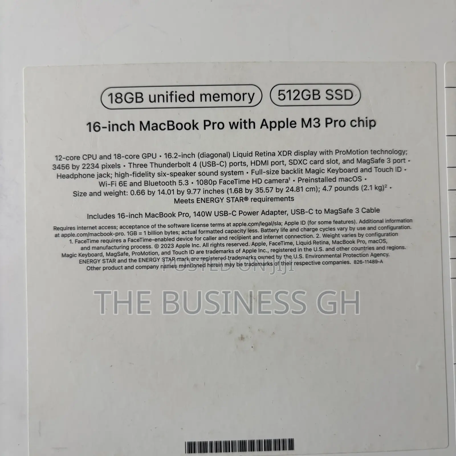 New Laptop Apple MacBook Pro 16GB Apple M3 Pro SSD 512GB