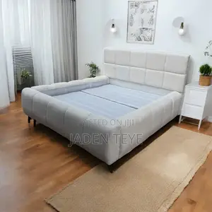 White Foamy Fabric Queen Size Bed