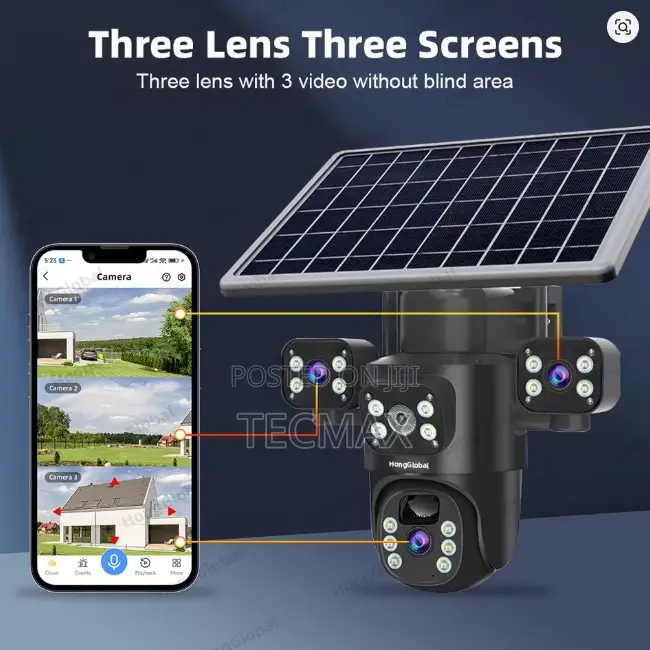 3 Lens 4g Solar Security Camera