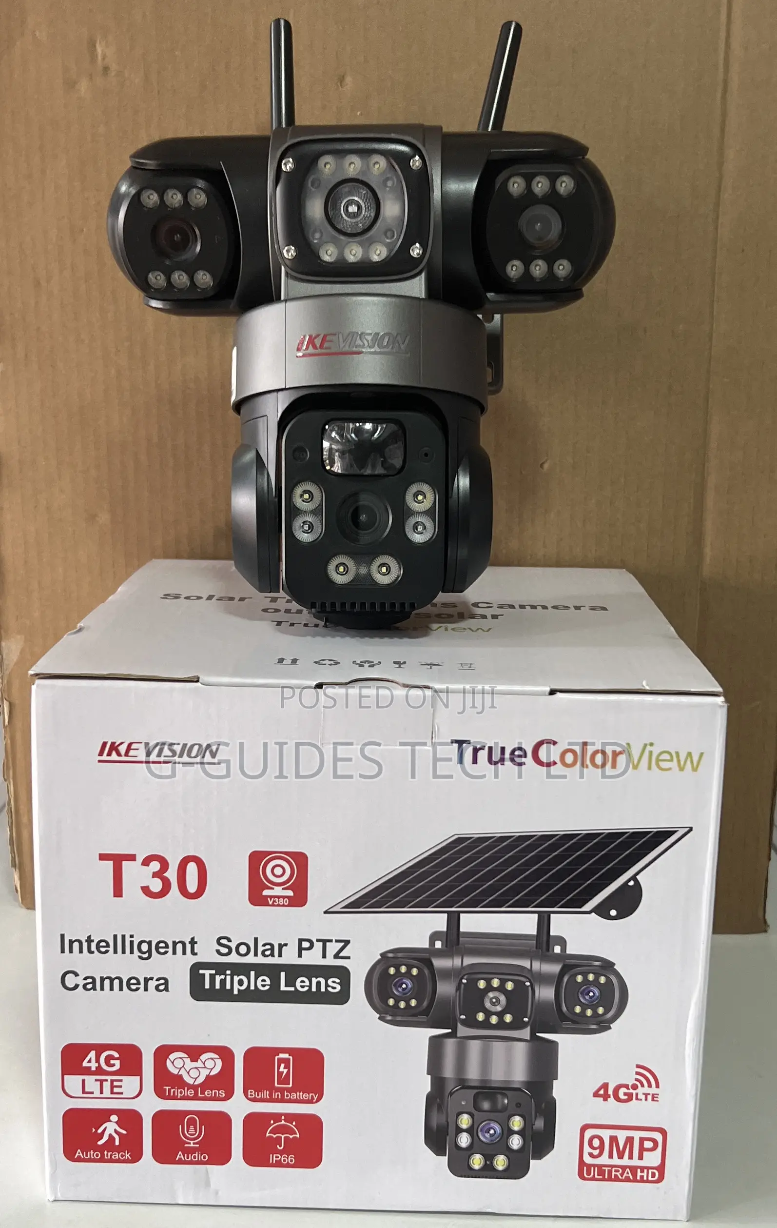 T30 Intelligent 4g Solar PTZ Camera Triple Lens, 3lens 4g Solar Camera