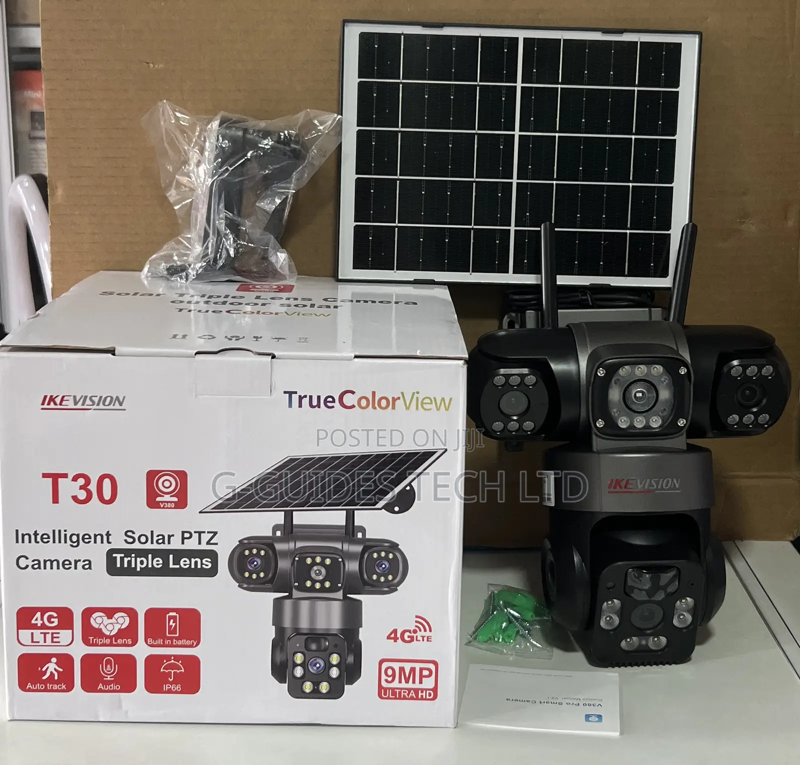 T30 Intelligent 4g Solar PTZ Camera Triple Lens, 3lens 4g Solar Camera