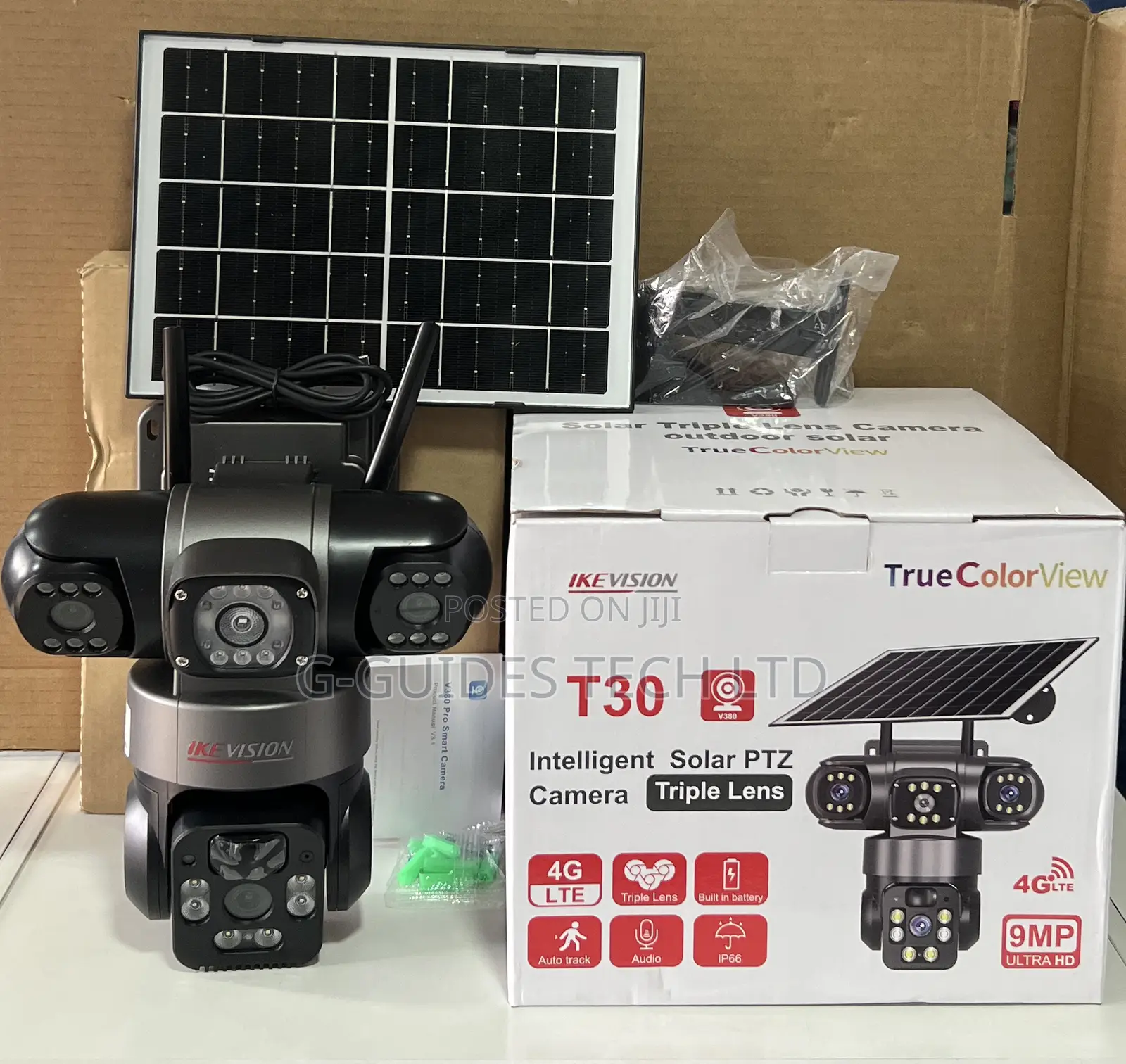 T30 Intelligent 4g Solar PTZ Camera Triple Lens, 3lens 4g Solar Camera