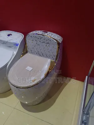 Designer Toilet Seat Wc White and Gold