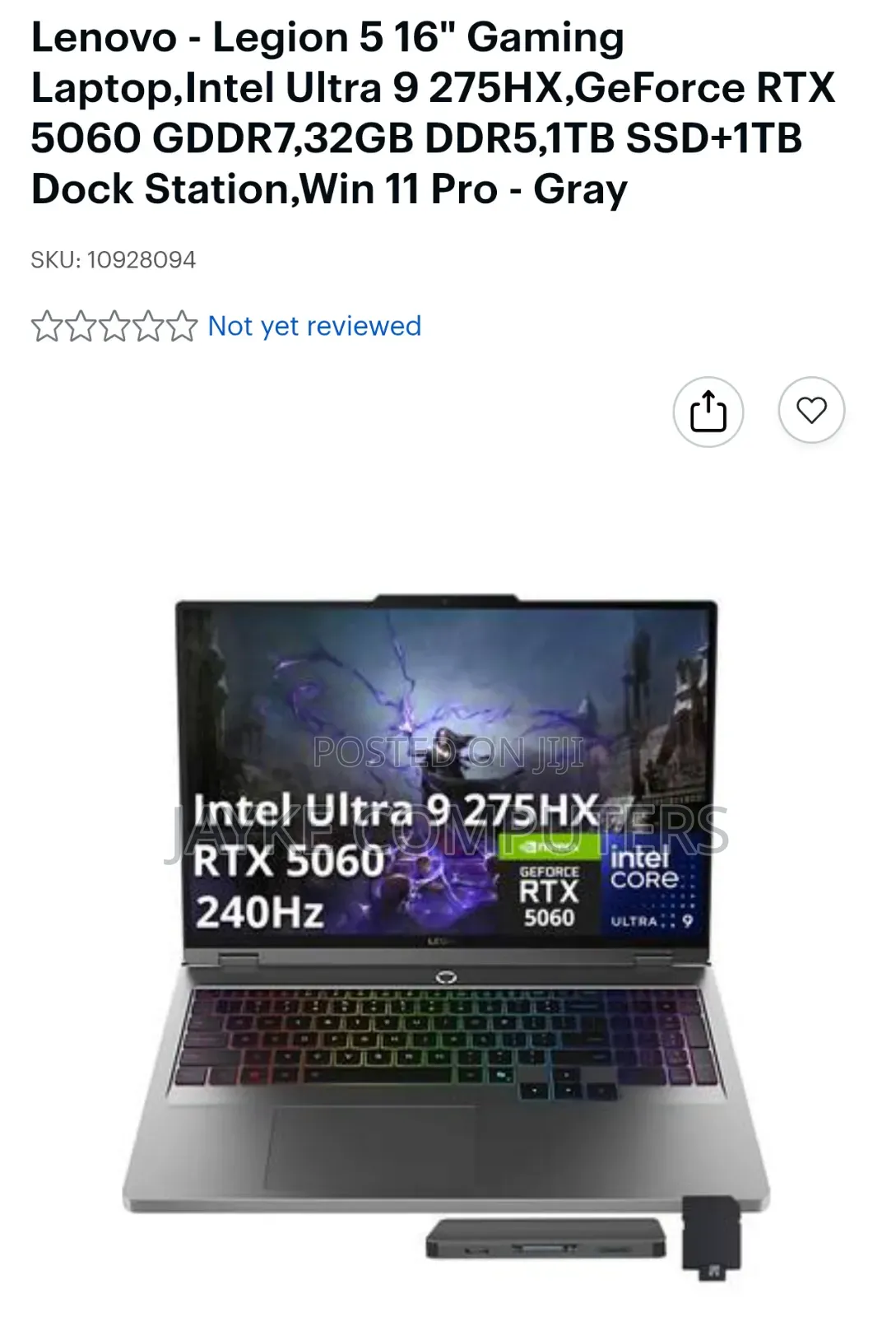 New Laptop Lenovo Legion 5 32GB Intel Core Ultra 9 SSD 1T