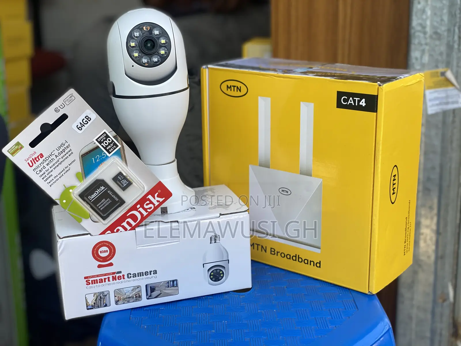 V380pro PTZ Bulb CCTV Camera $ Router Combo Plus Free 64gig Sd Card