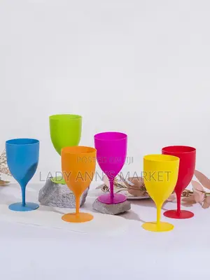 Multicolored Plastic Wine Cups 6pcs