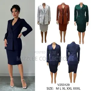 Classic Double Breasted Skirt Suit in M-3xl