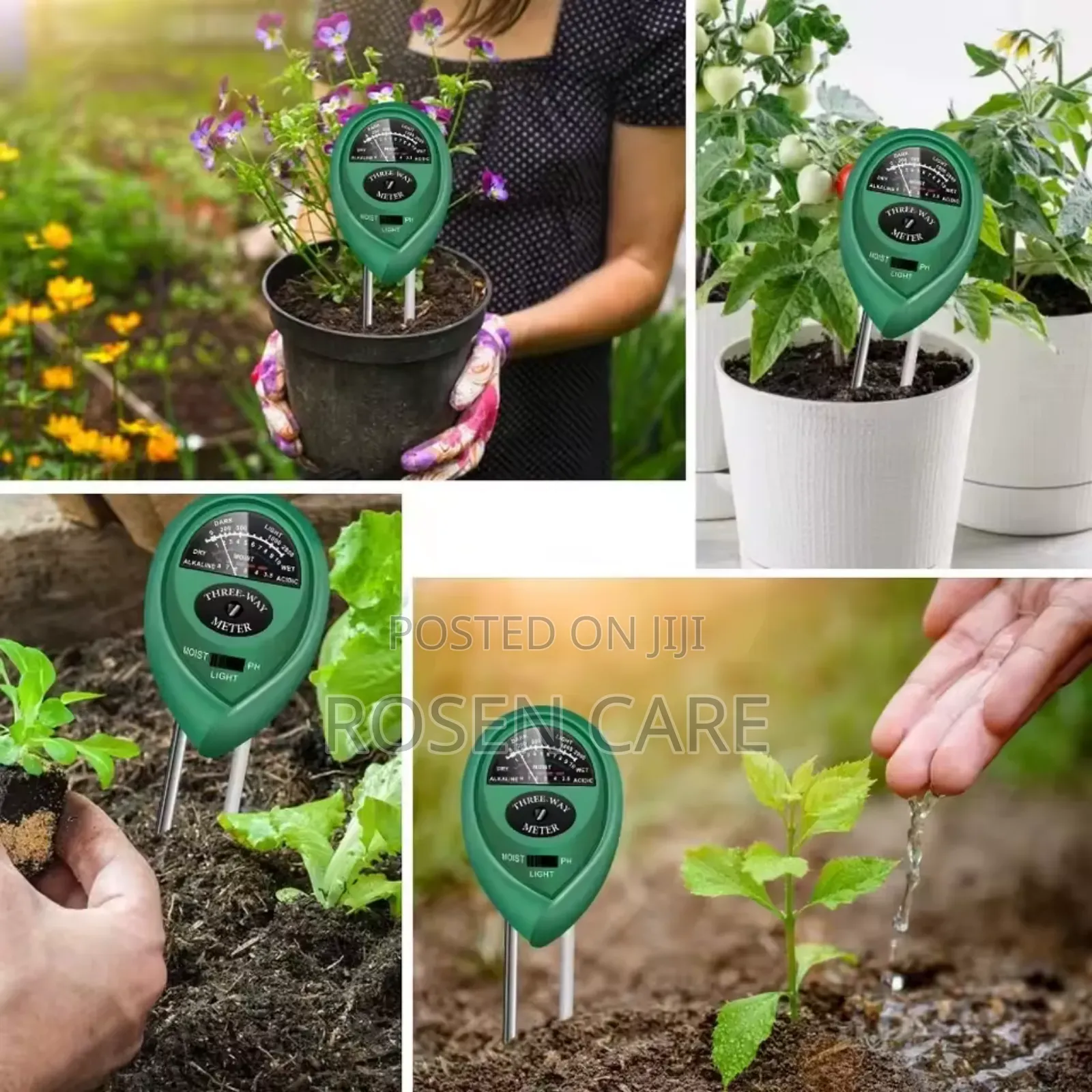3 In 1 Soil Ph Meter Sunlight Ph Tester Flowers Moisture Plants