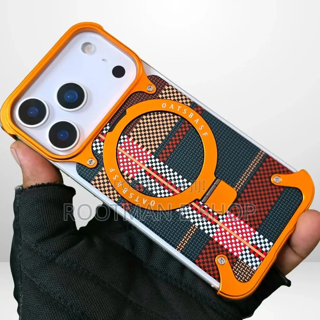 Frameless Metal + Leather Magsafe Stand Case for iPhone 17pro/Pro Max