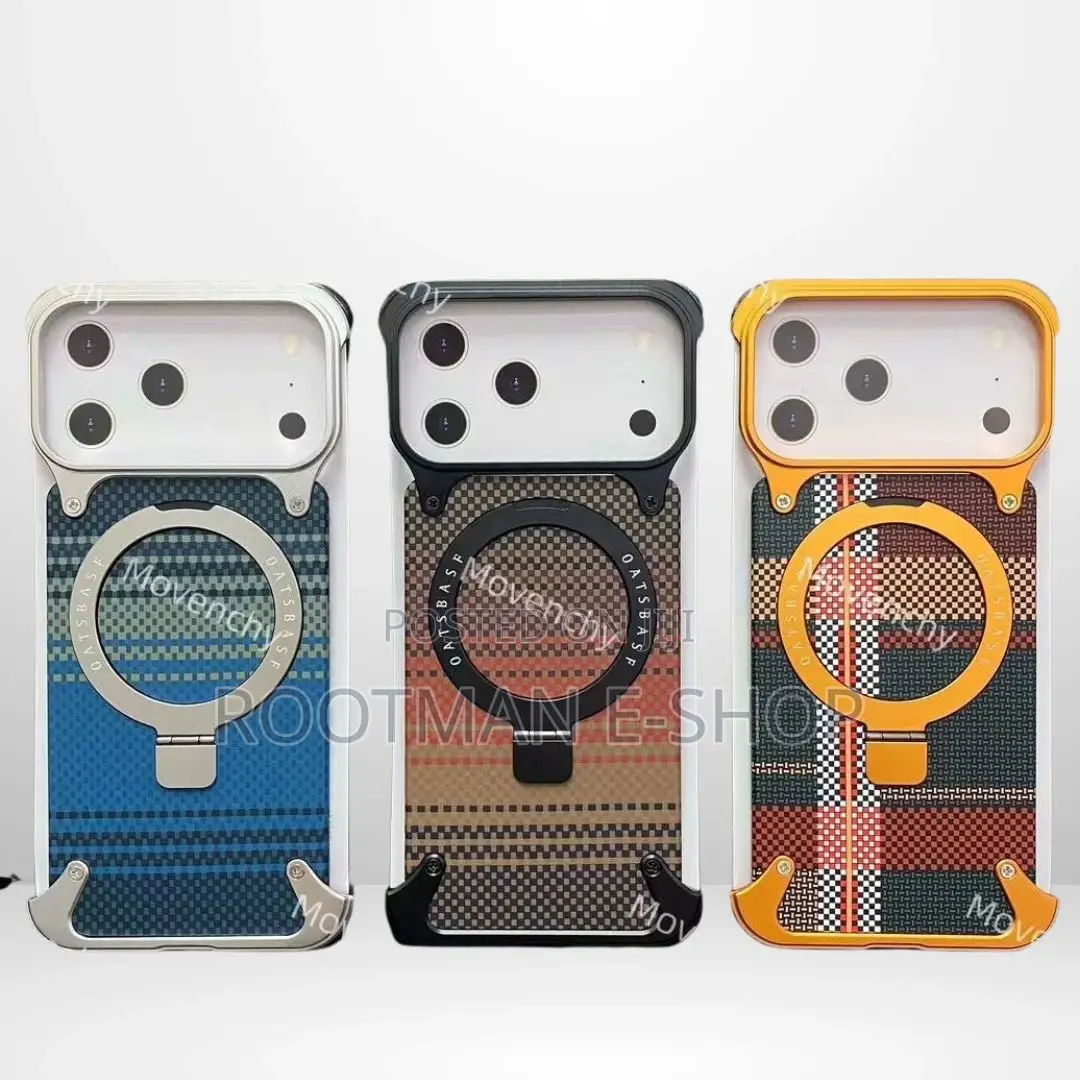 Frameless Metal + Leather Magsafe Stand Case for iPhone 17pro/Pro Max