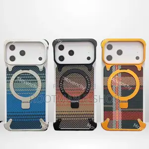 Frameless Metal + Leather Magsafe Stand Case for iPhone 17pro/Pro Max