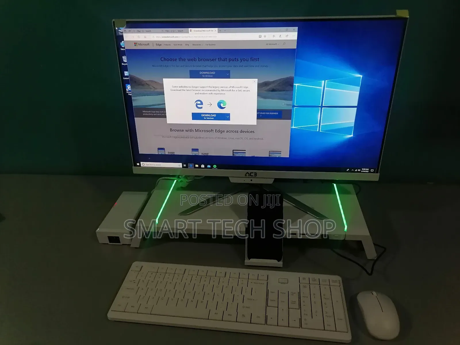 Gaming Desktop Or Monitor Stand With Rgb Light, Phone Holder Usb Hub