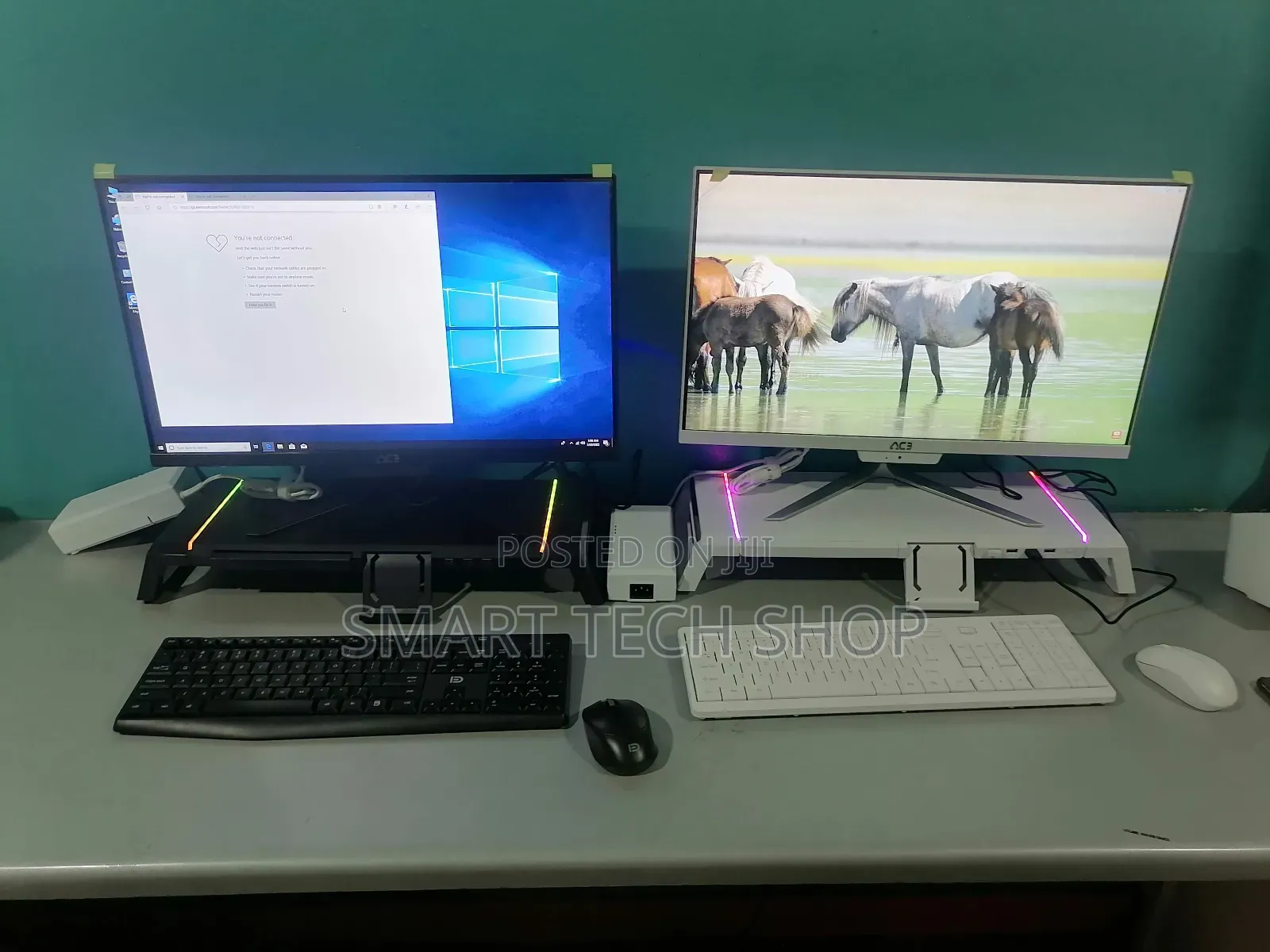 Gaming Desktop Or Monitor Stand With Rgb Light, Phone Holder Usb Hub