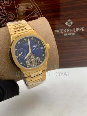 Patek Philippe Gold Blue Dial Mechanical Mens Watch