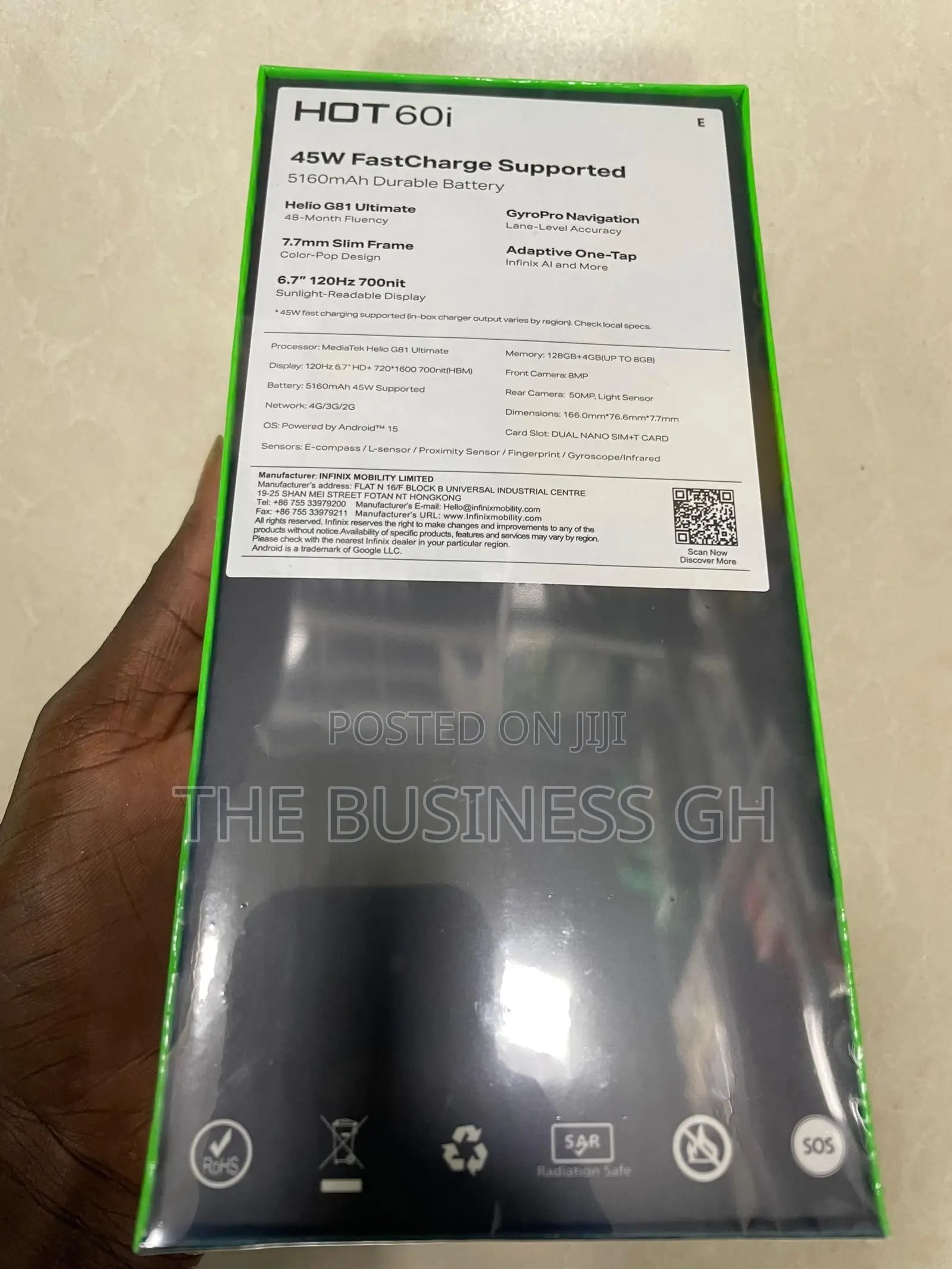 New Infinix Hot 60i 128 GB Black