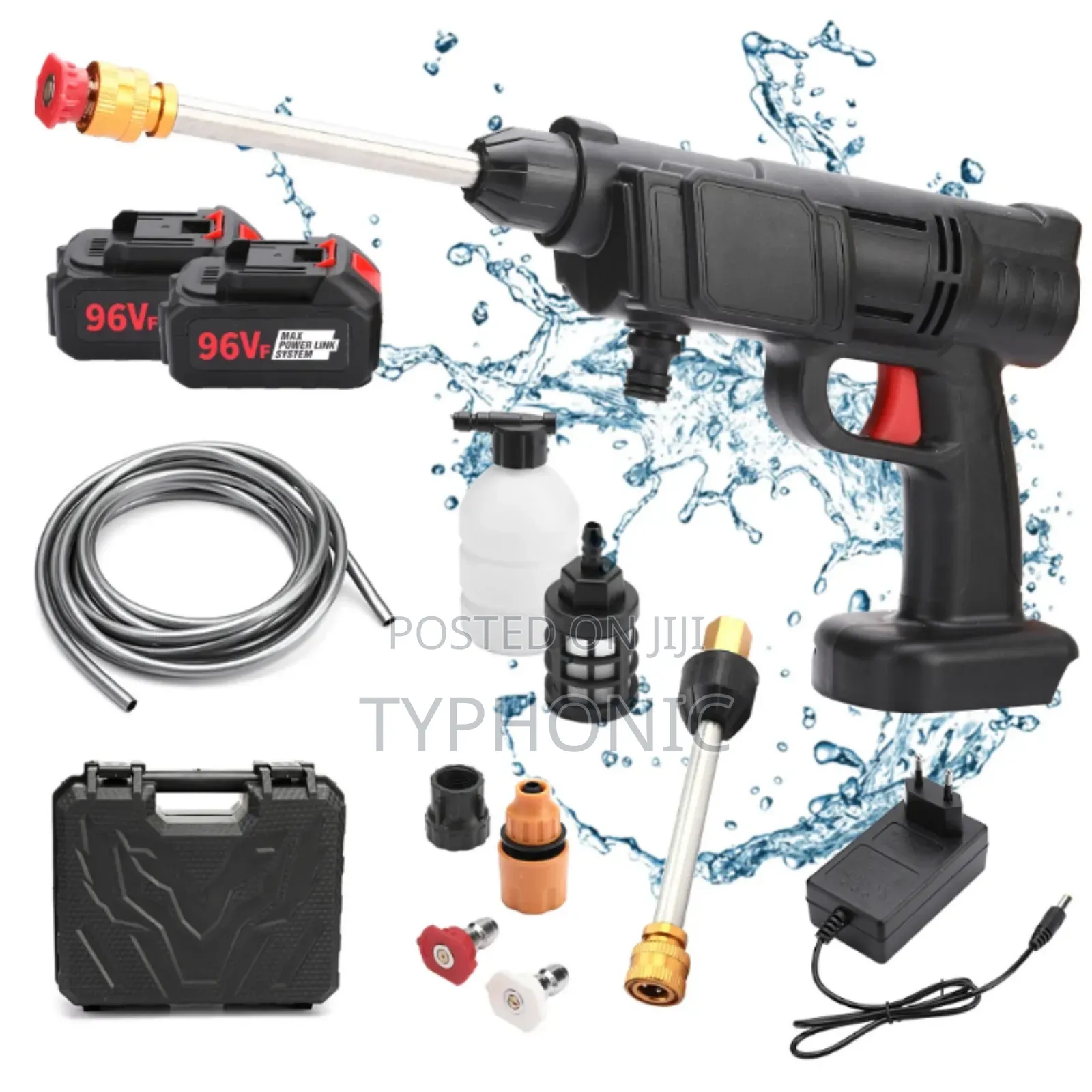 Pressure Gun for Car Wash. 96v Battery Capacity